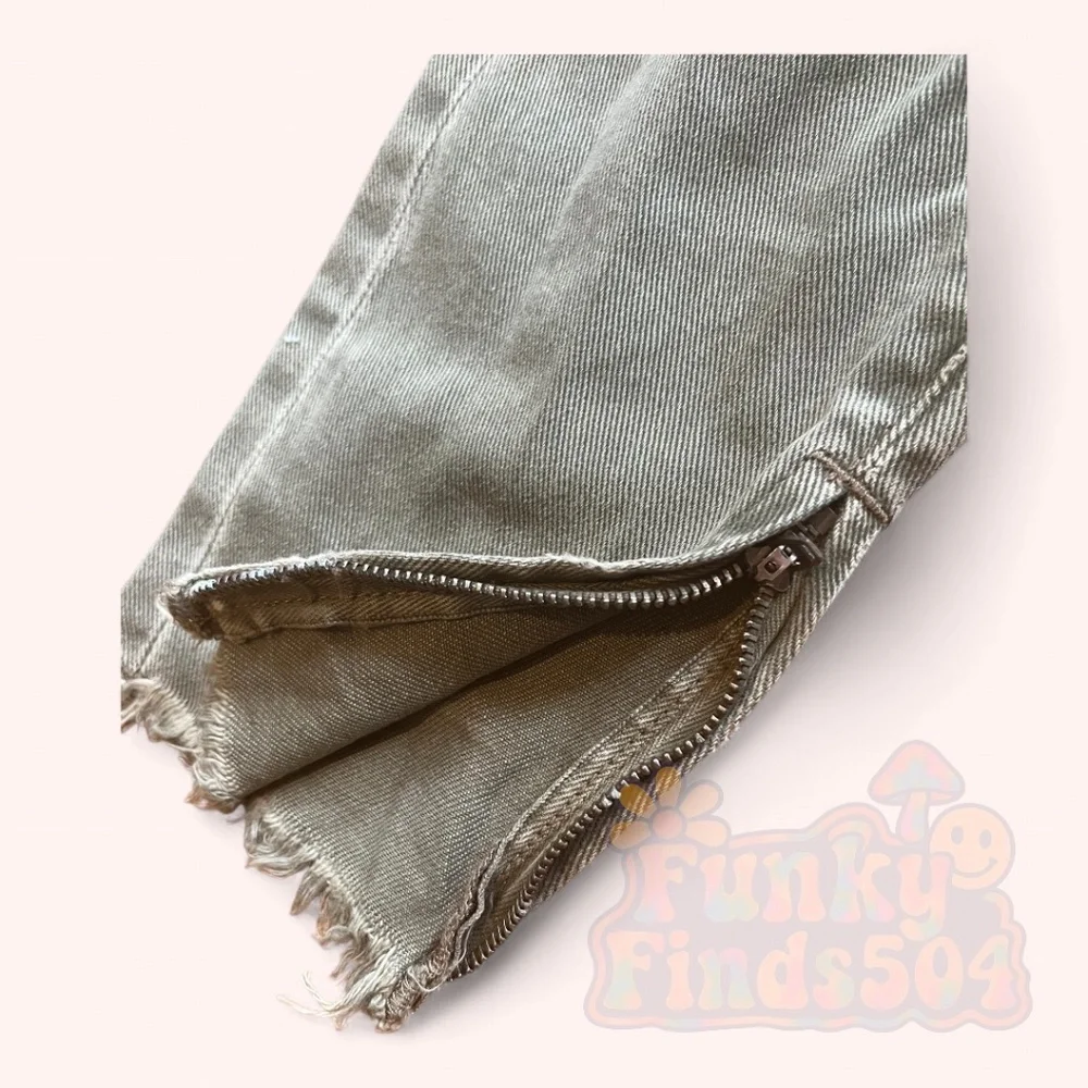 One Teaspoon Freebirds Jeans Military Super Khaki Distressed High Waist Size 26